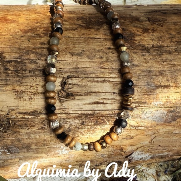 LABRADORITE ONYX QUARTZ COLORFUL CHOKER NECKLACE - Picture 1 of 3